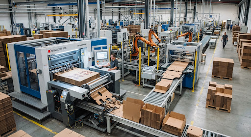 Automated die-cutting and box-folding assembly floor