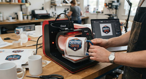 Custom heat press ceramic mug printing
